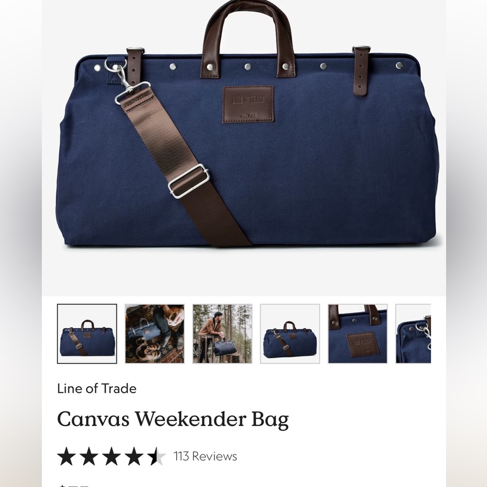 Line of Trade sturdy canvas weekender or art bag, Navy
